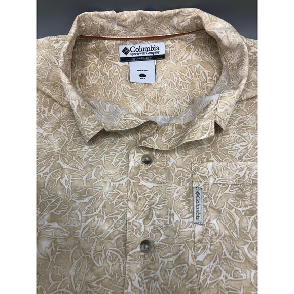 Columbia Mens Large Cream Color Camp Shirt Large - Picture 5 of 11